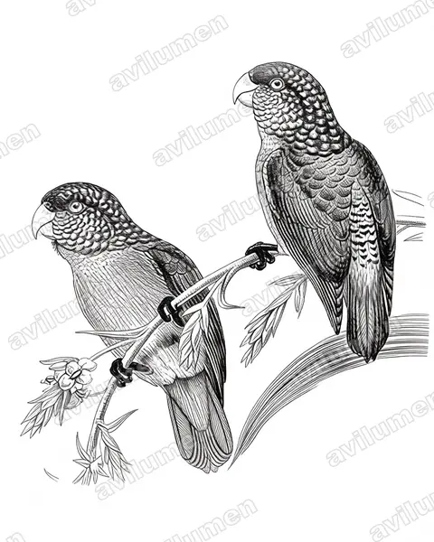 Ink illustration: Psittacella modesta (Modest Tiger Parrot)