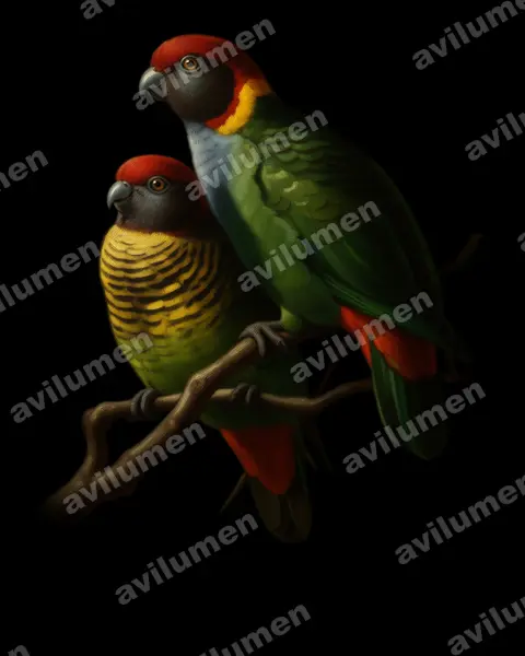 Ilustración en Óleo: Psittacella picta (Lorito tigre pintado)