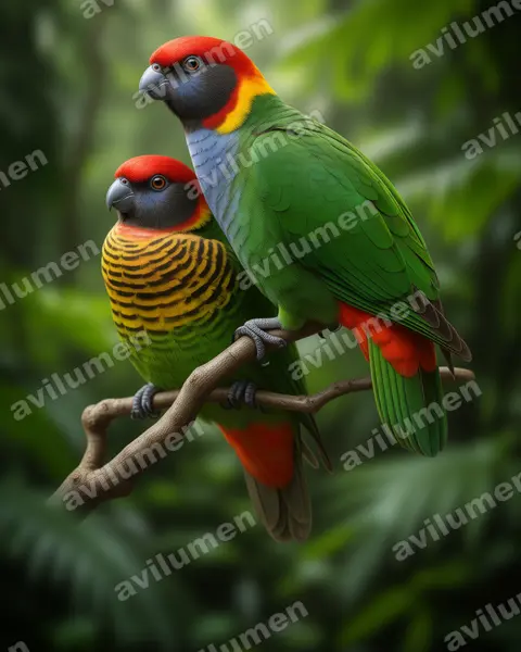 Ilustración en Realista: Psittacella picta (Lorito tigre pintado)