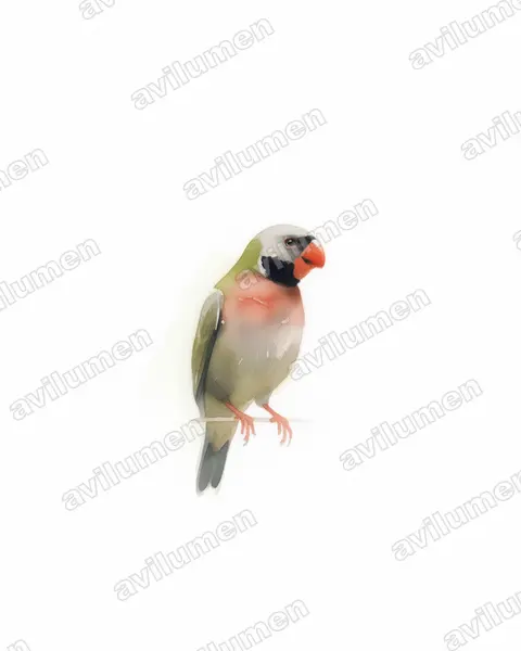 Watercolor illustration: Psittacula alexandri (Red-breasted Parakeet)