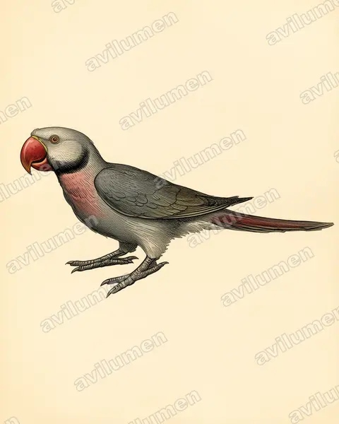 Vintage plate illustration: Psittacula bensoni (Thirioux's Grey Parrot)