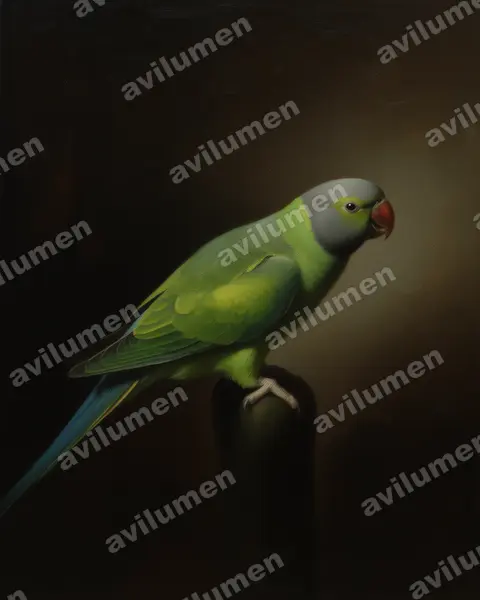 Illustration Huile : Psittacula calthrapae (Perruche de Layard)