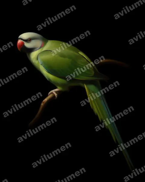 Oil illustration: Psittacula caniceps (Nicobar Parakeet)