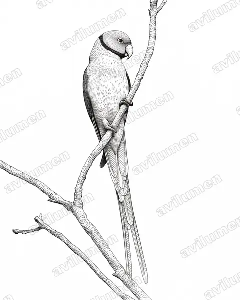 Ilustración en Tinta: Psittacula columboides (Cotorra malabar)