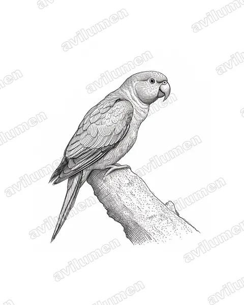 Ink illustration: Psittacula derbiana (Lord Derby's Parakeet)