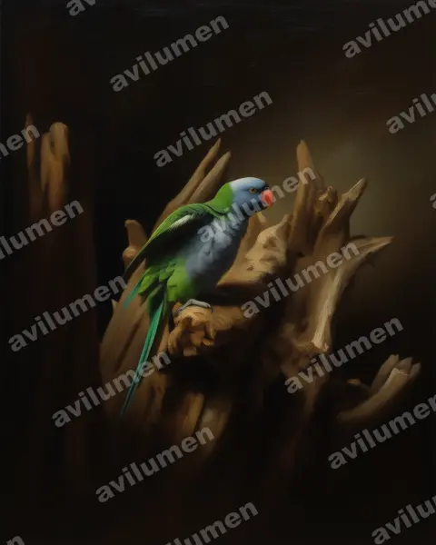 Oil illustration: Psittacula derbiana (Lord Derby's Parakeet)