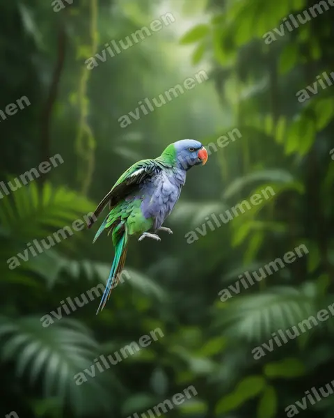 Realistic illustration: Psittacula derbiana (Lord Derby's Parakeet)