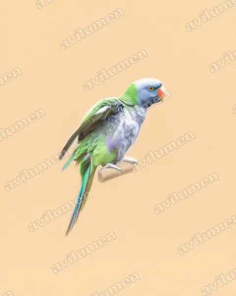 Colored pencil illustration: Psittacula derbiana (Lord Derby's Parakeet)