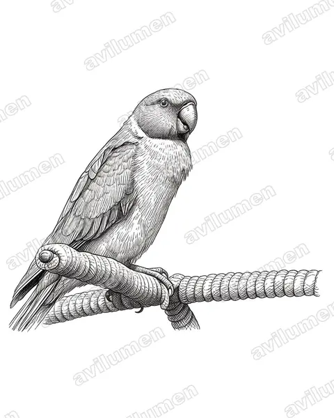 Illustration im Stil Tusche: Mauritiussittich (Psittacula eques)
