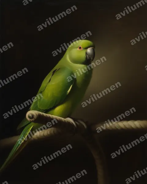 Illustration im Stil Öl: Mauritiussittich (Psittacula eques)