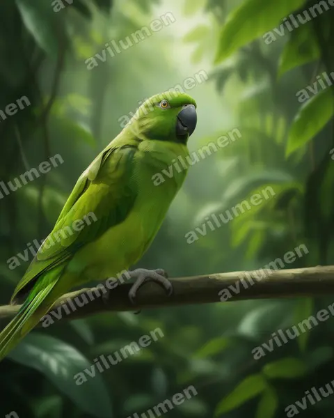Illustration im Stil Realistisch: Mauritiussittich (Psittacula eques)