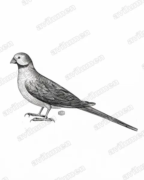Ink illustration: Psittacula exsul (Newton's parakeet)
