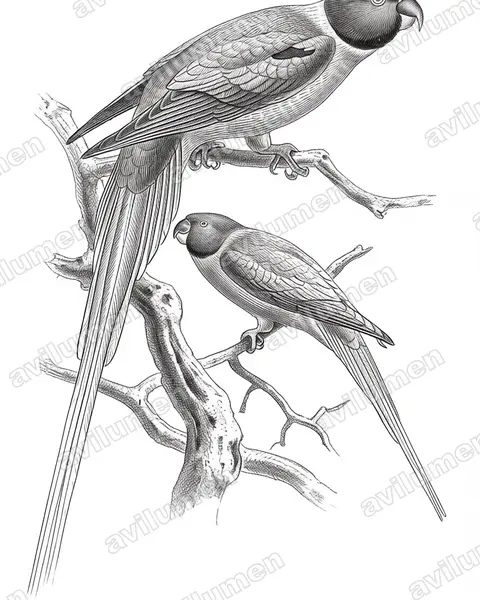Illustration Encre : Psittacula finschii (Perruche de Finsch)