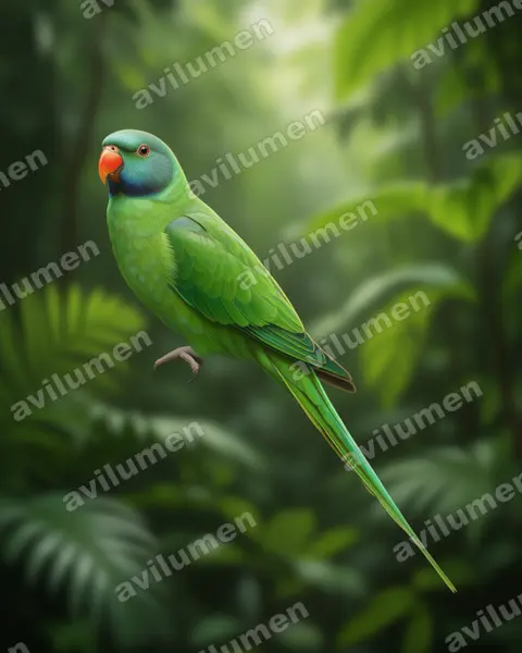 Illustration im Stil Realistisch: Himalajasittich (Psittacula himalayana)