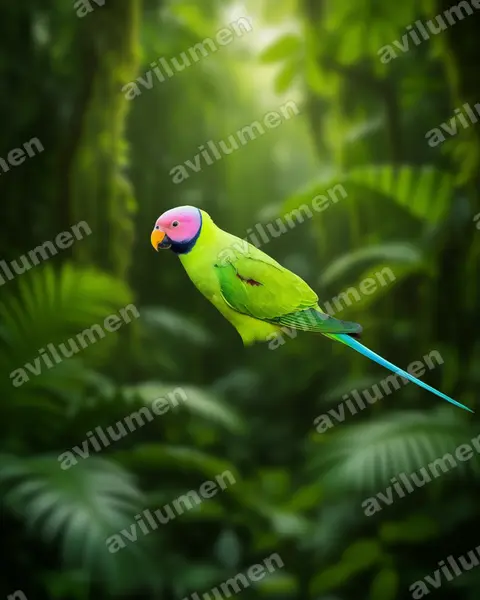 Illustration im Stil Realistisch: Rosenkopfsittich (Psittacula roseata)