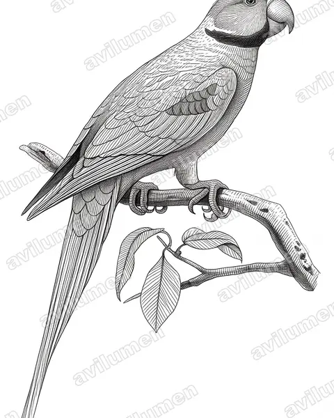 Ink illustration: Psittacula wardi (Seychelles Parakeet)