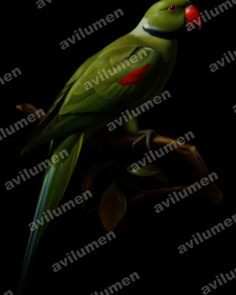 Oil illustration: Psittacula wardi (Seychelles Parakeet)