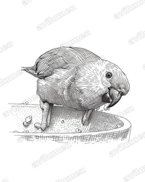 Ink illustration: Psittaculirostris desmarestii (Large Fig Parrot)