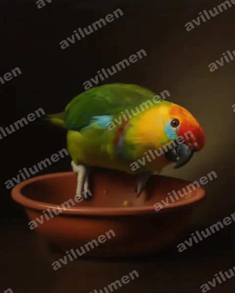 Oil illustration: Psittaculirostris desmarestii (Large Fig Parrot)