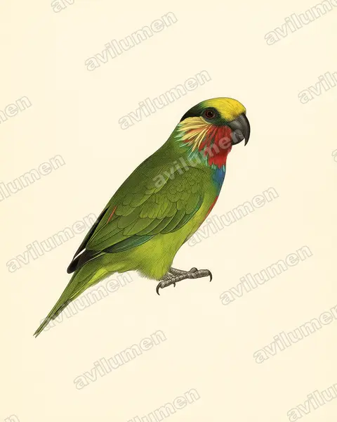 爱德华无花果鹦鹉（Psittaculirostris edwardsii）的古典图版插画
