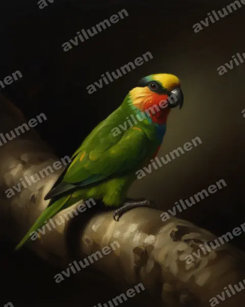 爱德华无花果鹦鹉（Psittaculirostris edwardsii）的油画插画