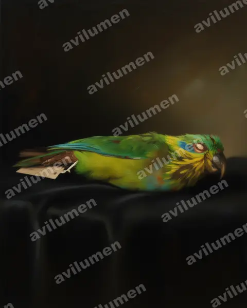 Ilustración en Óleo: Psittaculirostris salvadorii (Lorito de Salvadori)