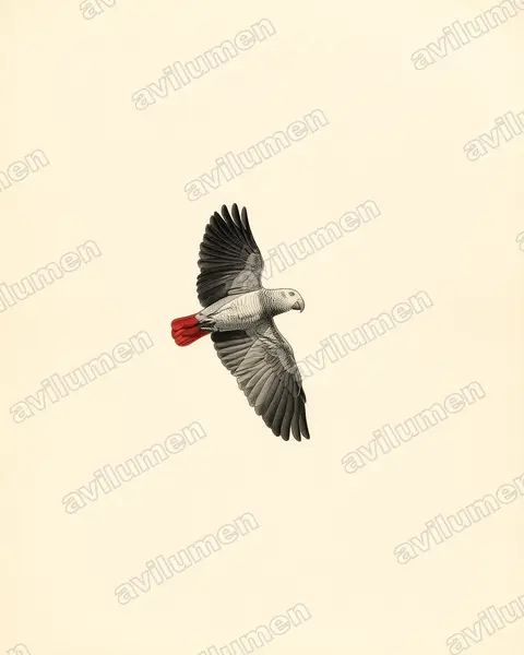 Illustration Planche ancienne : Psittacus erithacus (Perroquet jaco)