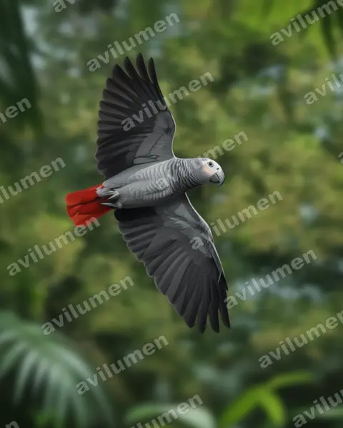 Illustration Réaliste : Psittacus erithacus (Perroquet jaco)