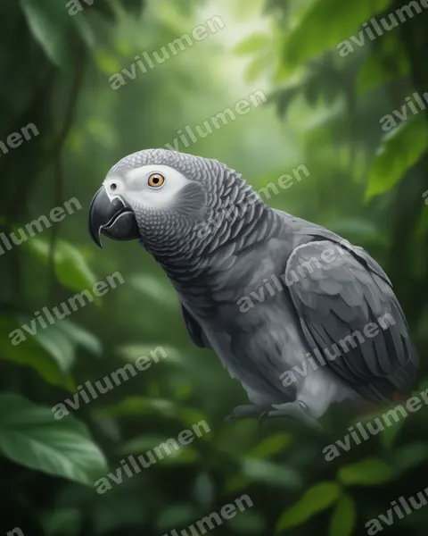 Timneh parrot（Psittacus timneh）的写实插画