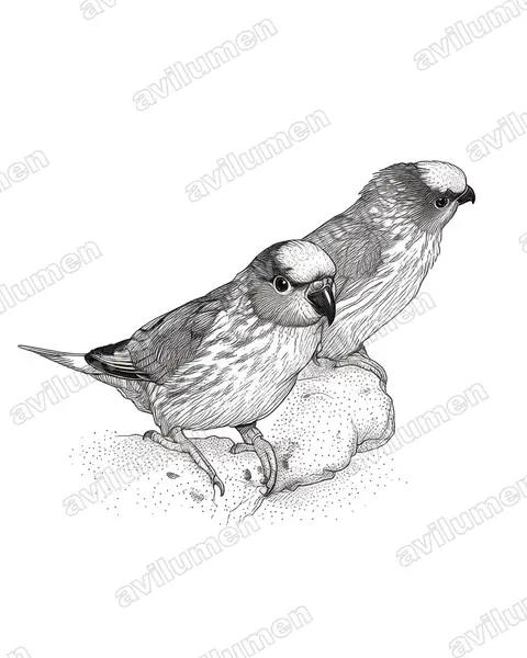 Ink illustration: Psitteuteles goldiei (Goldie's Lorikeet)