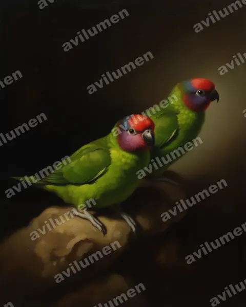 Oil illustration: Psitteuteles goldiei (Goldie's Lorikeet)