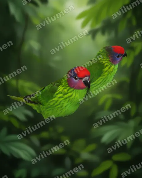 Realistic illustration: Psitteuteles goldiei (Goldie's Lorikeet)