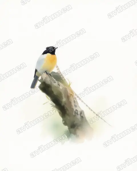 Ilustración en Acuarela: Pteridophora alberti (Ave del Paraíso de Alberto)
