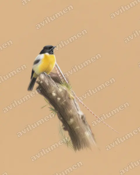 Ilustración en Lápiz de color: Pteridophora alberti (Ave del Paraíso de Alberto)