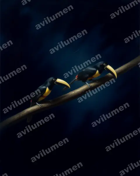 Illustration Huile : Pteroglossus aracari (Araçari grigri)