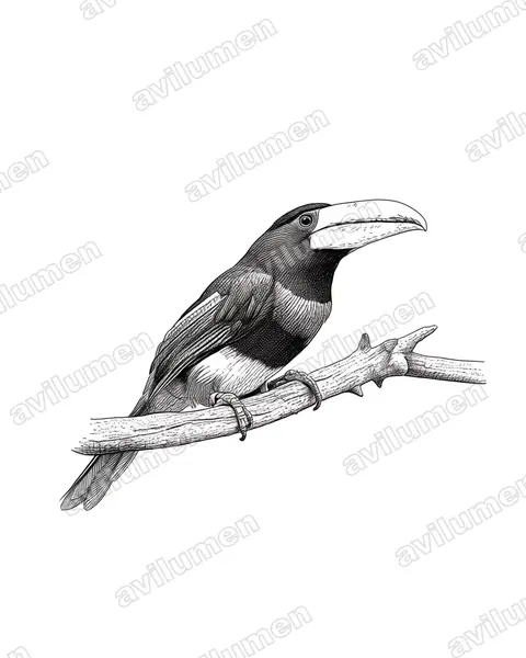 Ilustración en Tinta: Pteroglossus azara (Pteroglossus azara)