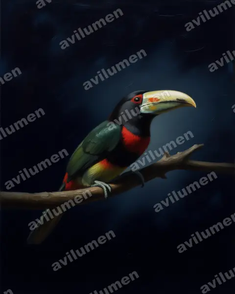 Ilustración en Óleo: Pteroglossus azara (Pteroglossus azara)