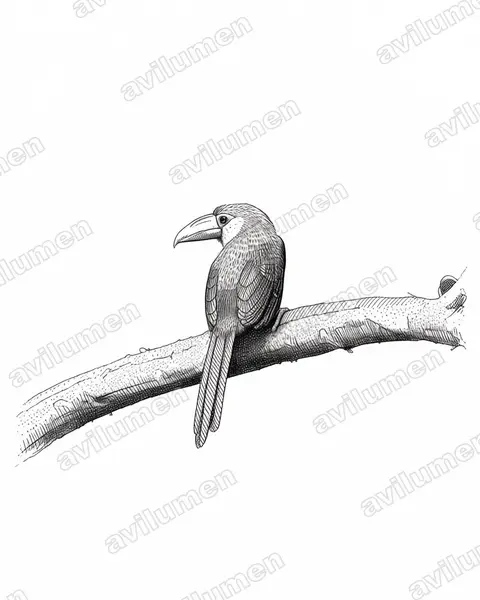 Ilustración en Tinta: Pteroglossus bailloni (Arasarí banana)