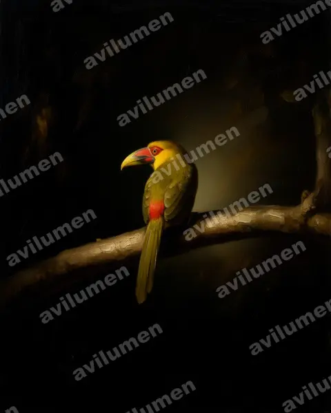 Ilustración en Óleo: Pteroglossus bailloni (Arasarí banana)