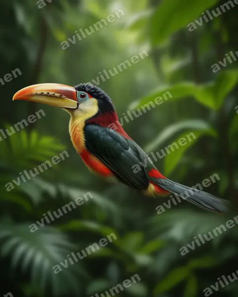 Ilustración en Realista: Pteroglossus beauharnaesii (Pteroglossus beauharnaisii)