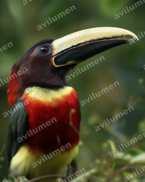Illustration Réaliste : Pteroglossus castanotis (Áraçari à oreillons roux)