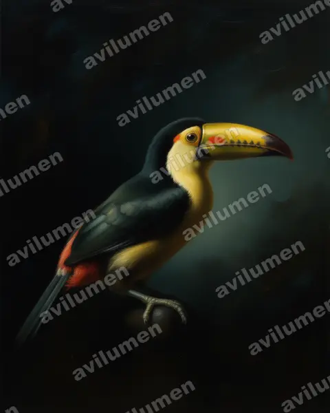 Oil illustration: Pteroglossus inscriptus (Lettered Aracari)