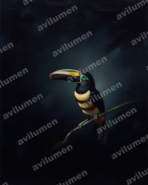 Ilustración en Óleo: Pteroglossus pluricinctus (Arasarí fajado)