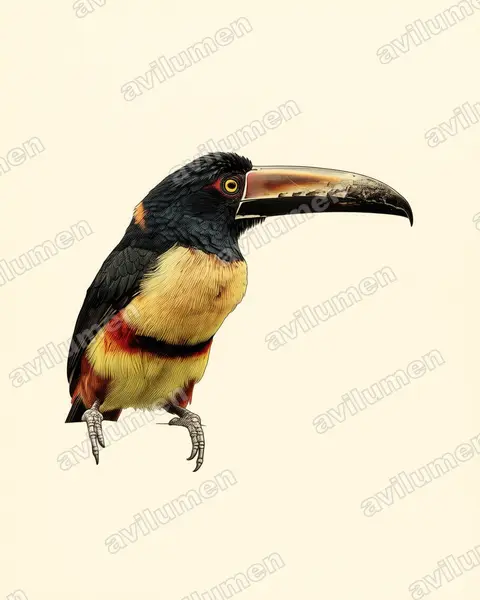 Illustration Planche ancienne : Pteroglossus torquatus (Araçari à collier)