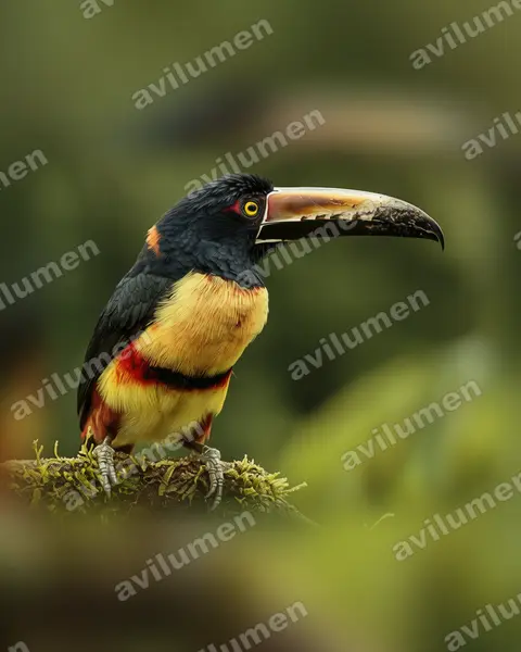 Illustration Réaliste : Pteroglossus torquatus (Araçari à collier)