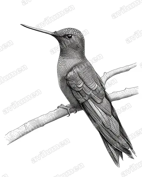 Ilustración en Tinta: Pterophanes cyanopterus (Colibrí aliazul​)