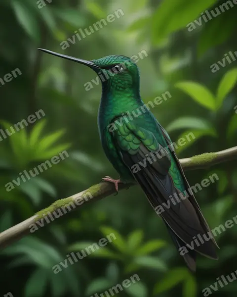 Ilustración en Realista: Pterophanes cyanopterus (Colibrí aliazul​)