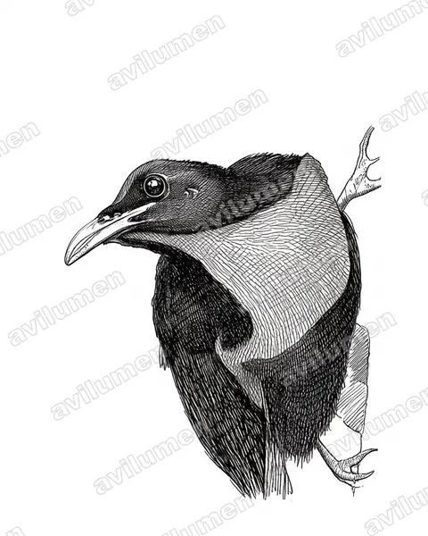 Illustration Encre : Ptiloris magnificus (Paradisier gorge-d'acier)