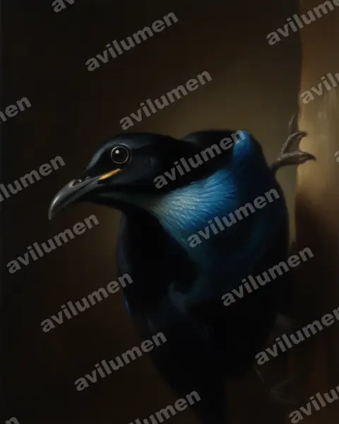 Illustration Huile : Ptiloris magnificus (Paradisier gorge-d'acier)