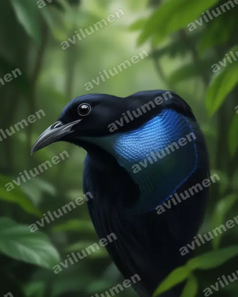 Illustration Réaliste : Ptiloris magnificus (Paradisier gorge-d'acier)